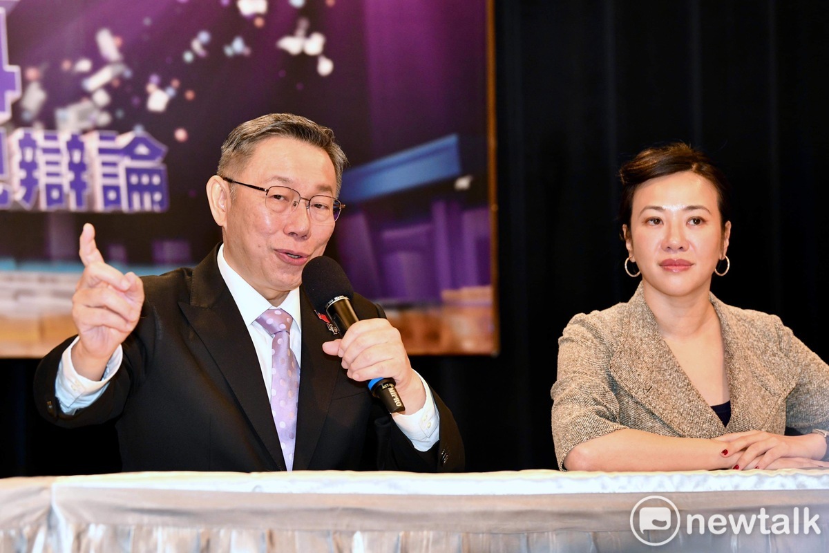民眾黨總統候選人柯文哲在參加總統大選電視辯論會後舉行記者會，回應媒體提問。 圖：張良一 / 攝