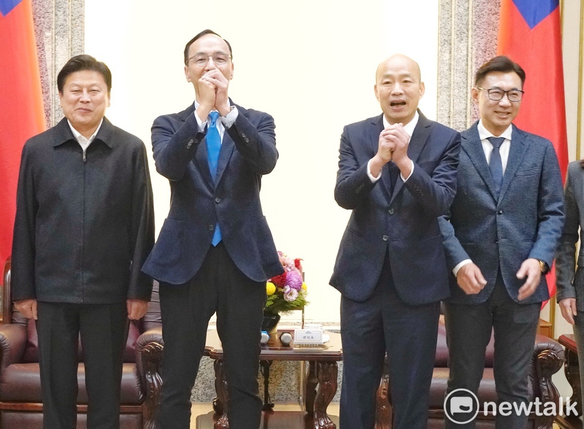 國民黨主席朱立倫拜會立法院長韓國瑜、副院長江啟臣。韓國瑜稱這是他就任立法院長的第一位訪客。 圖：張良一/攝