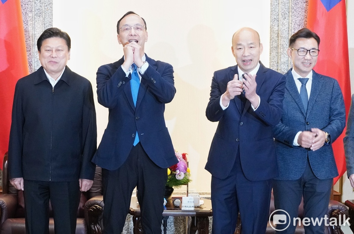 國民黨主席朱立倫拜會立法院長韓國瑜、副院長江啟臣。韓國瑜稱這是他就任立法院長的第一位訪客。 圖：張良一/攝