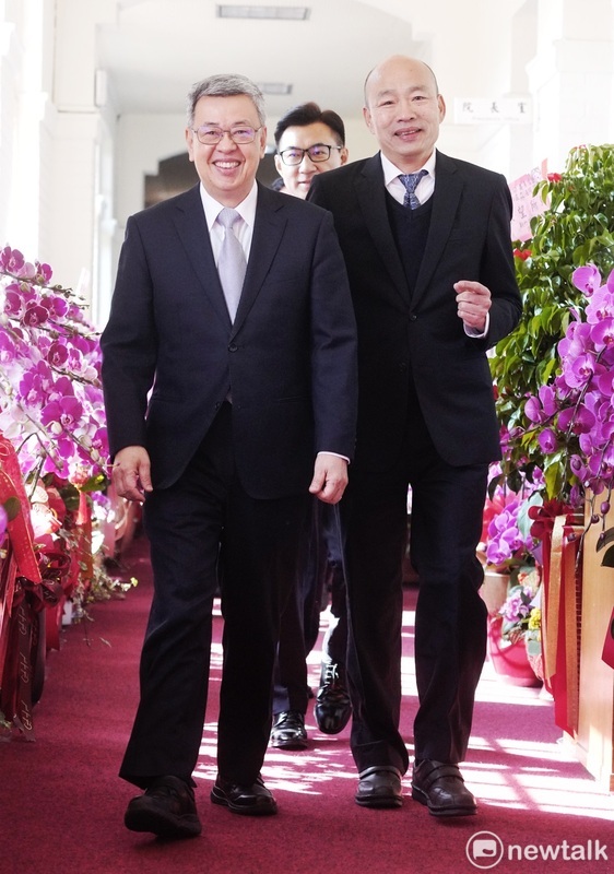 行政院長陳建仁在立院新會期開議前拜會立法院長韓國瑜。 圖：張良一/攝