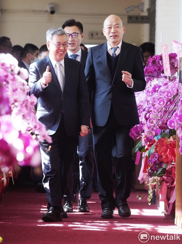 行政院長陳建仁在立院新會期開議前拜會立法院長韓國瑜。 圖：張良一/攝