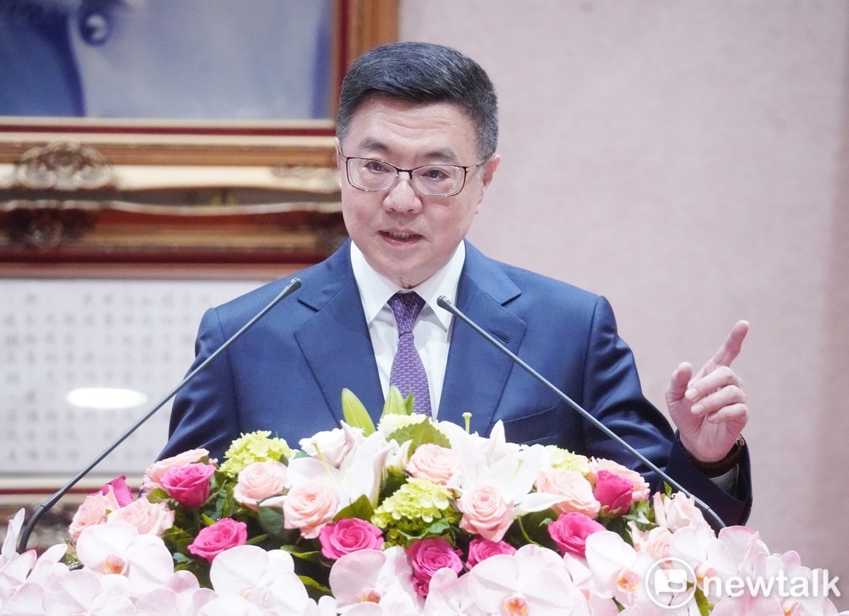 新就任的行政院長卓榮泰在行政院新、卸任院長交接典禮後致詞。 圖：張良一 / 攝（資料照）