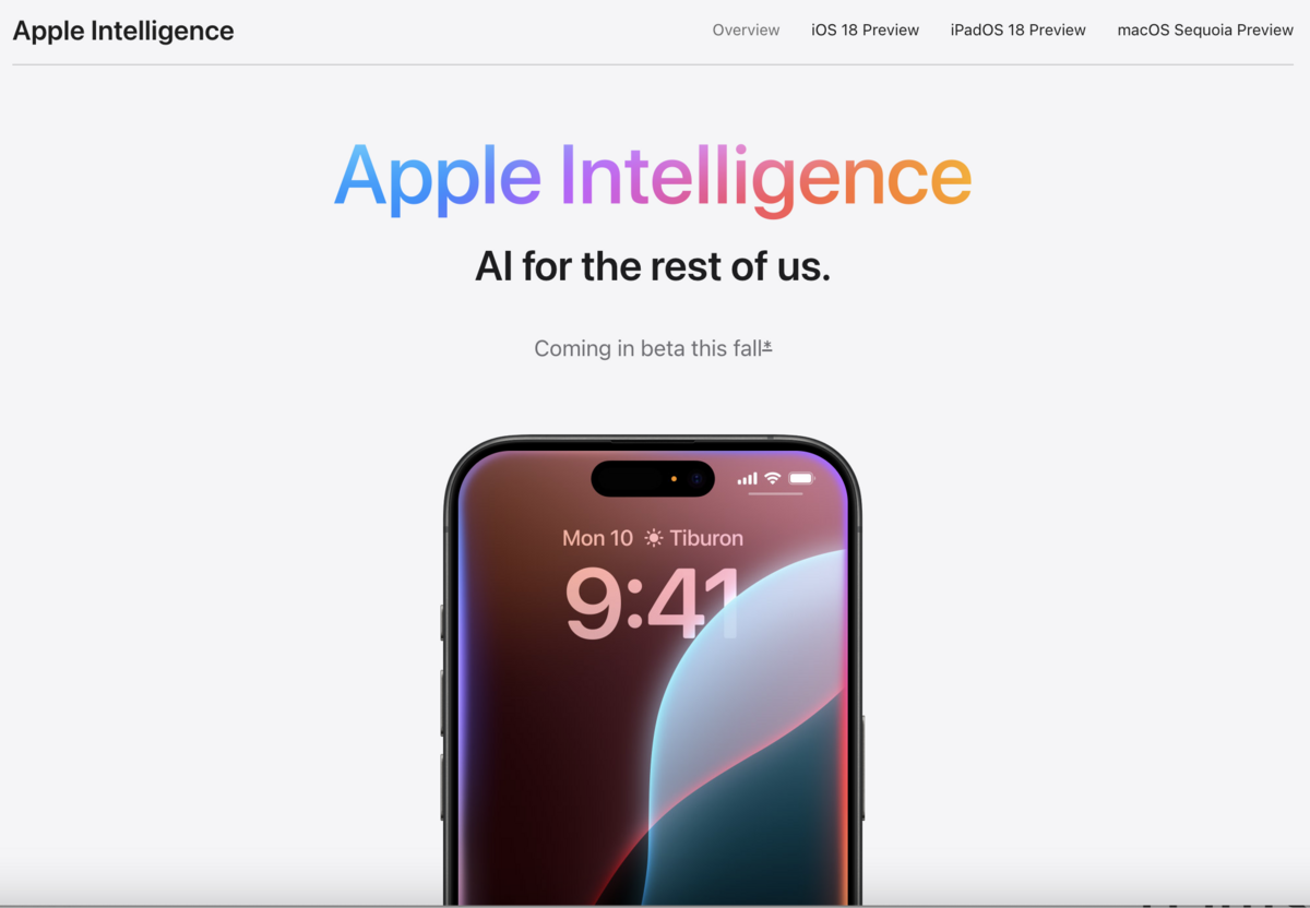 Apple Intelligence 圖：截自蘋果官網