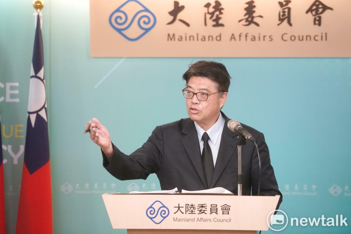 陸委會主委邱垂正今（4）天在例行記者會，回應外界關注澎湖大進滿88號漁船遭中國扣留的後續處理事宜。 圖：張良一/攝