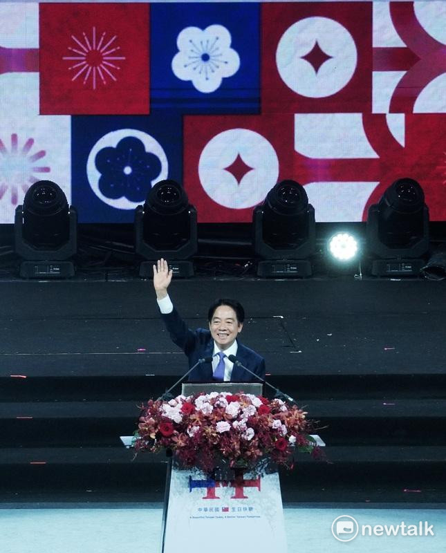 總統賴清德在國慶晚會致詞。 圖：張良一/攝