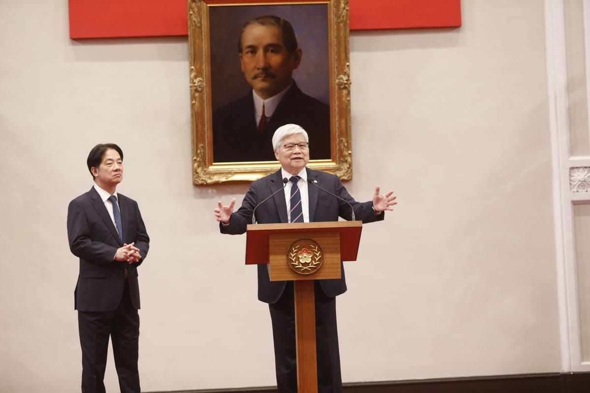 總統賴清德偕同台積電董事長魏哲家今（6）天舉行記者會。 圖：張良一/攝