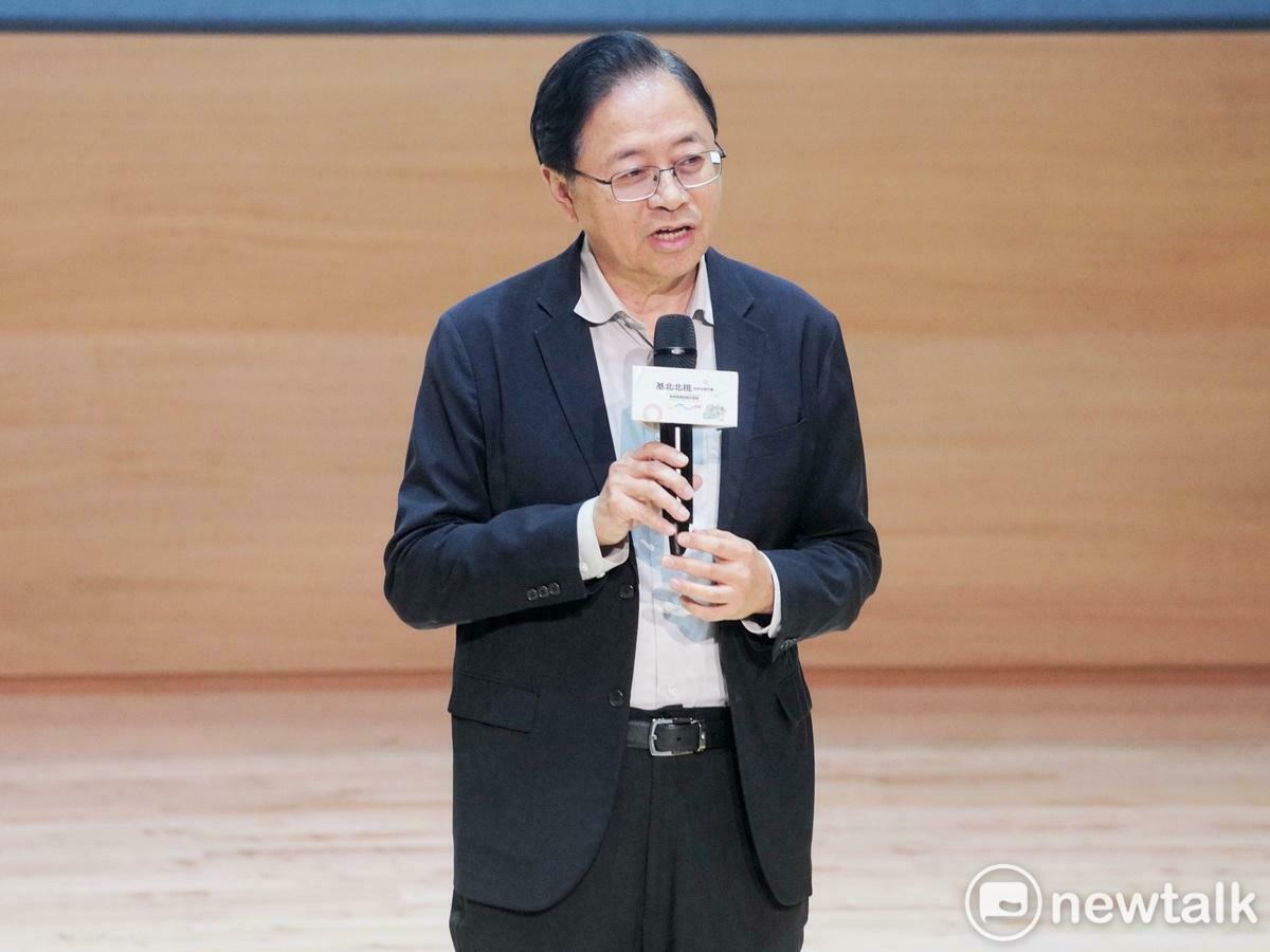 桃園市長張善政在「基北北桃合作交流平臺」因應美國關稅議題會議前致詞。 圖：張良一/攝