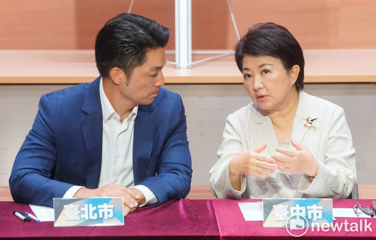 台北市長蔣萬安(左)揭竿反毒油！4縣市首長線上串聯 作家揭邊線助攻盤算蔣送盧秀燕政治人情。 圖：張良一 / 攝（資料照）