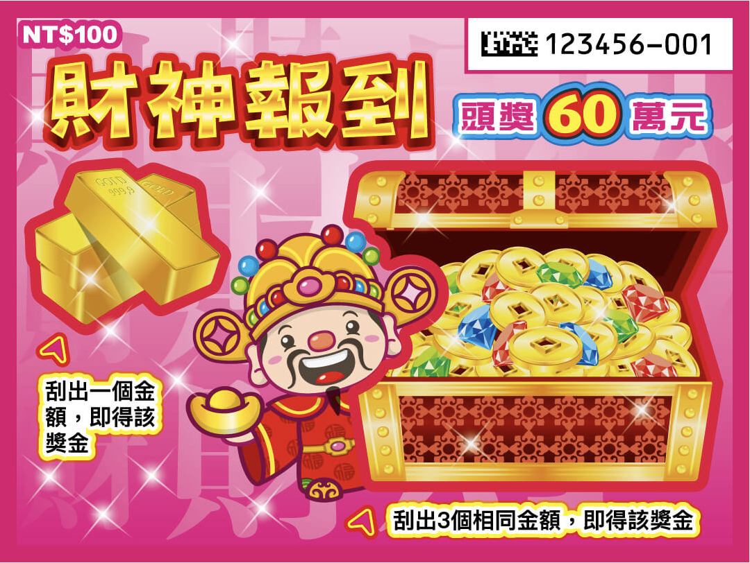 刮完刮刮樂後，不知道自己有沒有中獎？有彩券業者指出，刮刮樂務必「刮乾淨、看仔細」，藉由上面「三個英文字母」代碼識別，就知道今日財神爺是否降臨。 圖：擷取自台彩官網（示意圖）