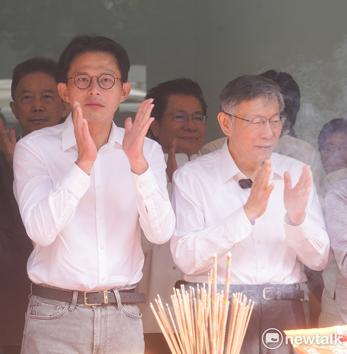 民眾黨創黨主席柯文哲、黨主席黃國昌出席民眾黨2026開工團拜。 圖：張良一/攝