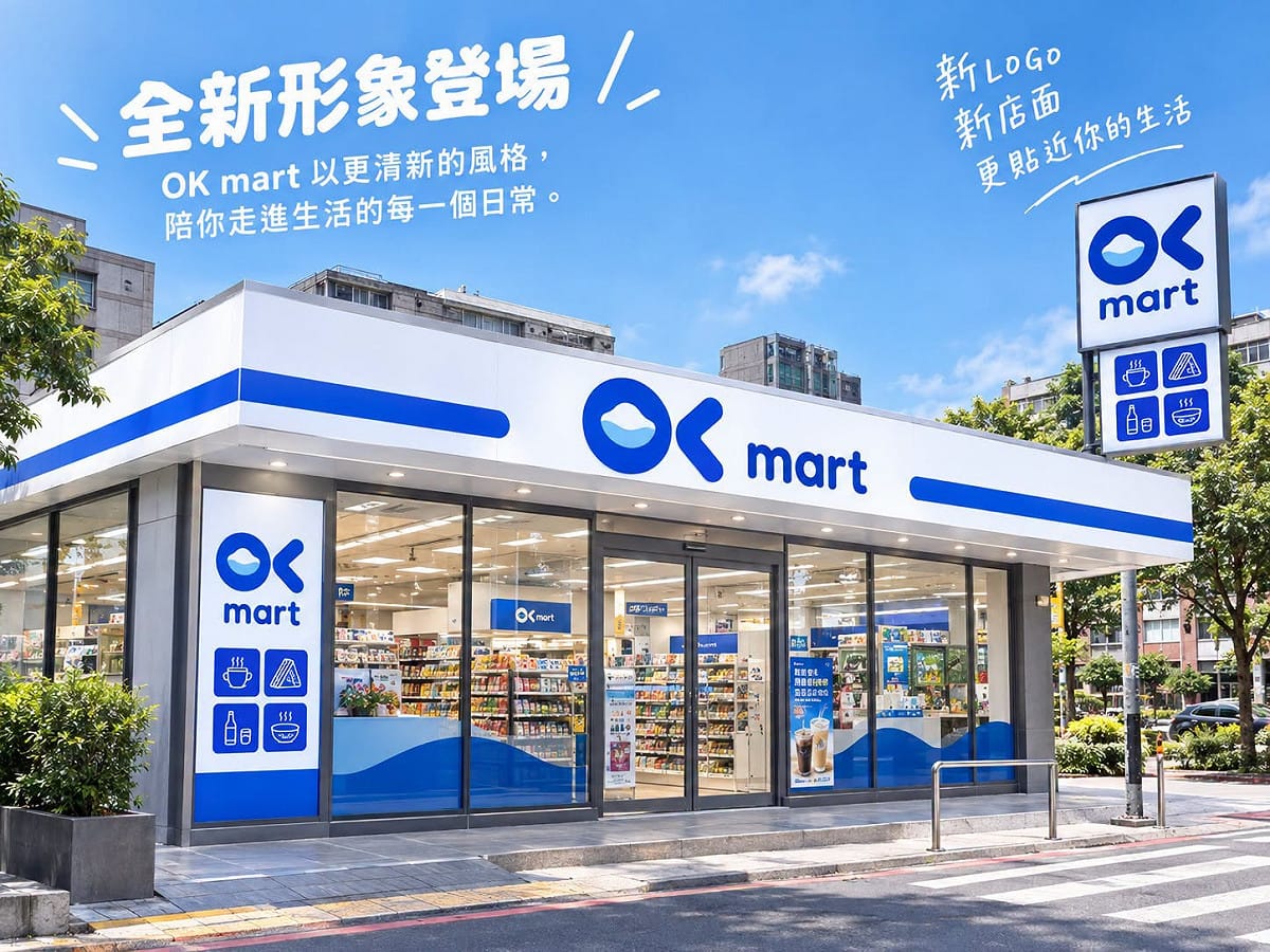 自從被美廉社母公司收購後，OK mart 開始「變身」，先揮別招牌配色，全面「紅白變藍白」，Logo、店面及內裝同步換新，店內也陸續導入韓國零食、增加冷藏商品及電子價卡。 圖：擷取自FB粉專「跟著湯姆仕吃喝玩樂 」