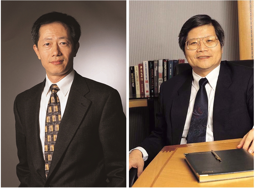 台積電董事長張忠謀在今天下午宣布將於明年6月退休，公司由雙首長平行領導接續，現任總經理暨共同執行長之一劉德音將接任董事長，魏哲家則擔任總裁。(圖左為劉德音，右為魏哲家) 圖：新頭殼製圖