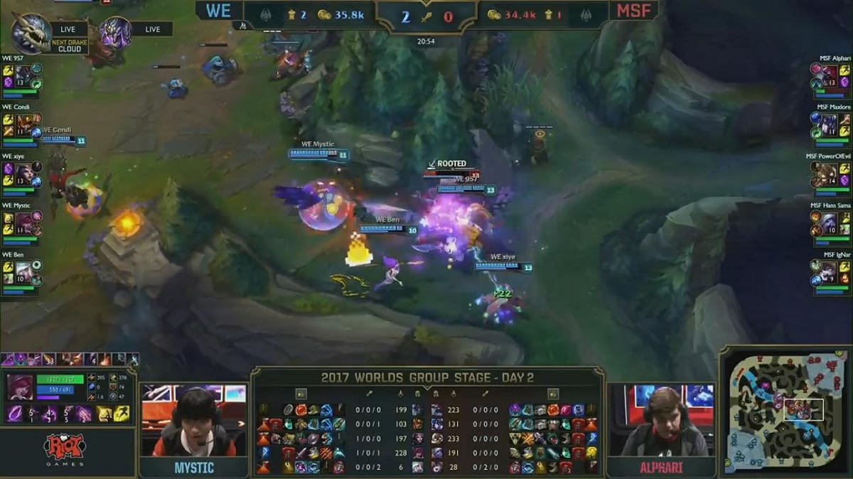 在隊伍的配合下，WE連連取得優勢。 圖：翻攝自 LoL Esports YouTube