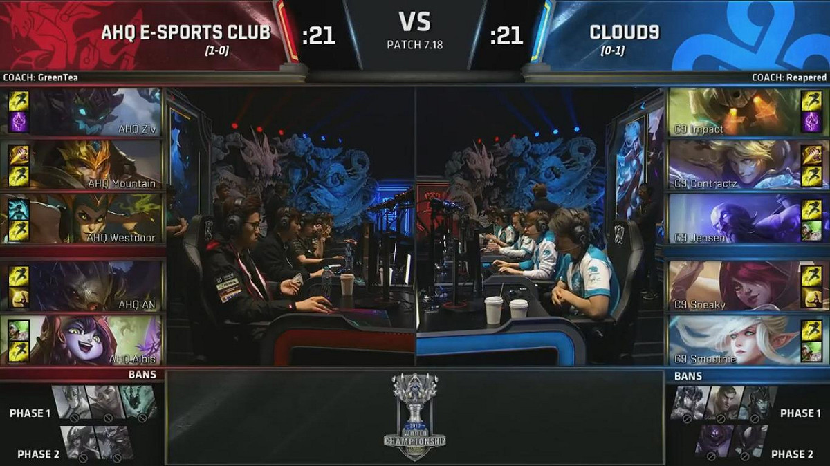 今（6）日ahq對決來自北美的「藝術家戰隊」Cloud 9（C9）。 圖：翻攝自 LoL Esports YouTube