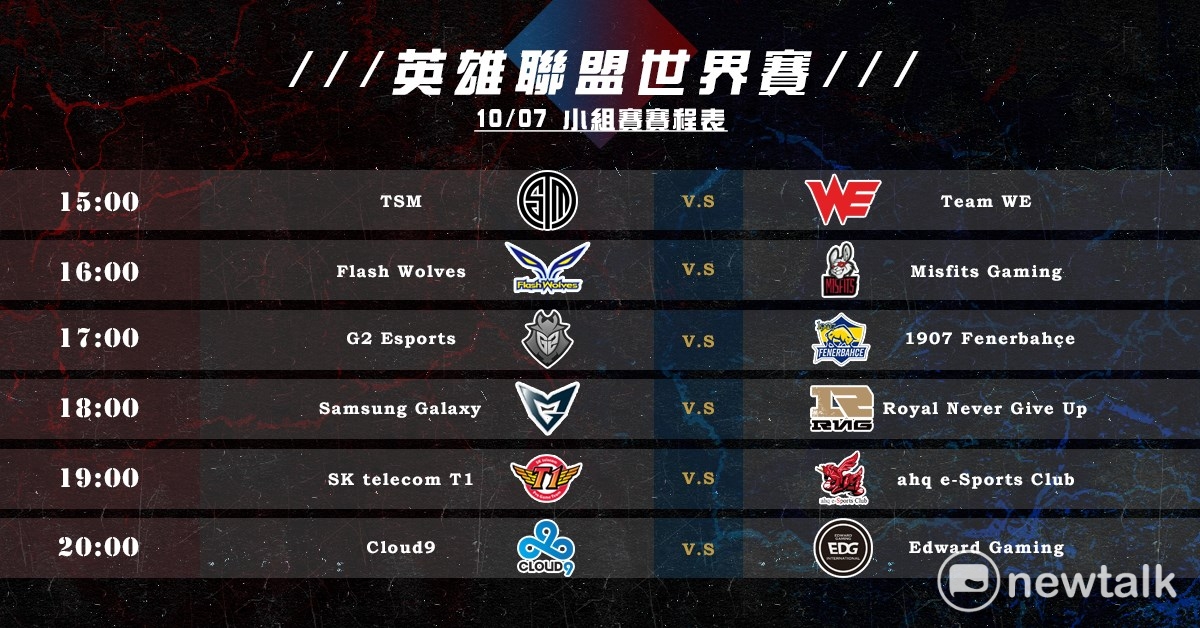 《英雄聯盟》世界大賽 小組賽 Day3 賽程。 圖：新頭殼資料照片