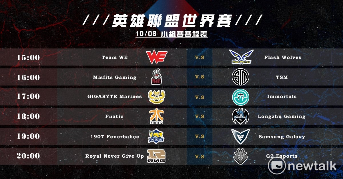 《英雄聯盟》世界大賽 小組賽 Day4 賽程。 圖：新頭殼資料照片