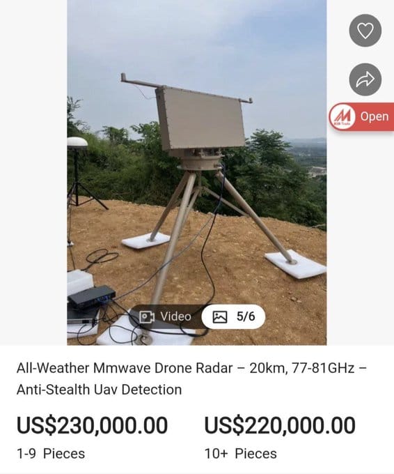 然而，有中國專家指出，烏克蘭發現的小型雷達是中國的民用產品，「在網路上就買的到」，質疑烏克蘭試圖製造輿論，為美國未來的政治操作爭取空間。 圖：翻攝自 @GrandpaRoy2 X 帳號