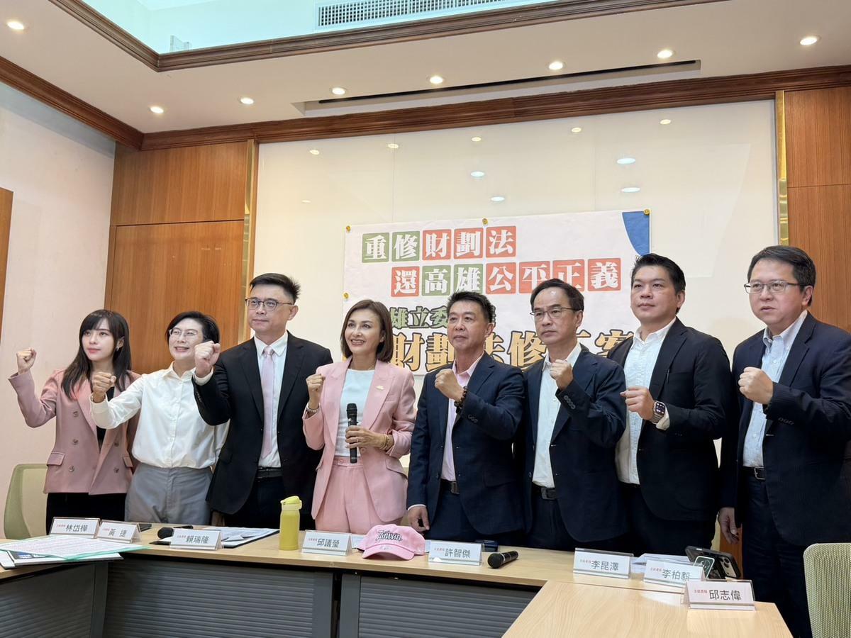 民進黨立委邱議瑩今日號召高雄綠委召開記者會，提出「重修財劃法、補正藍營漏洞」。 圖：金大鈞/攝