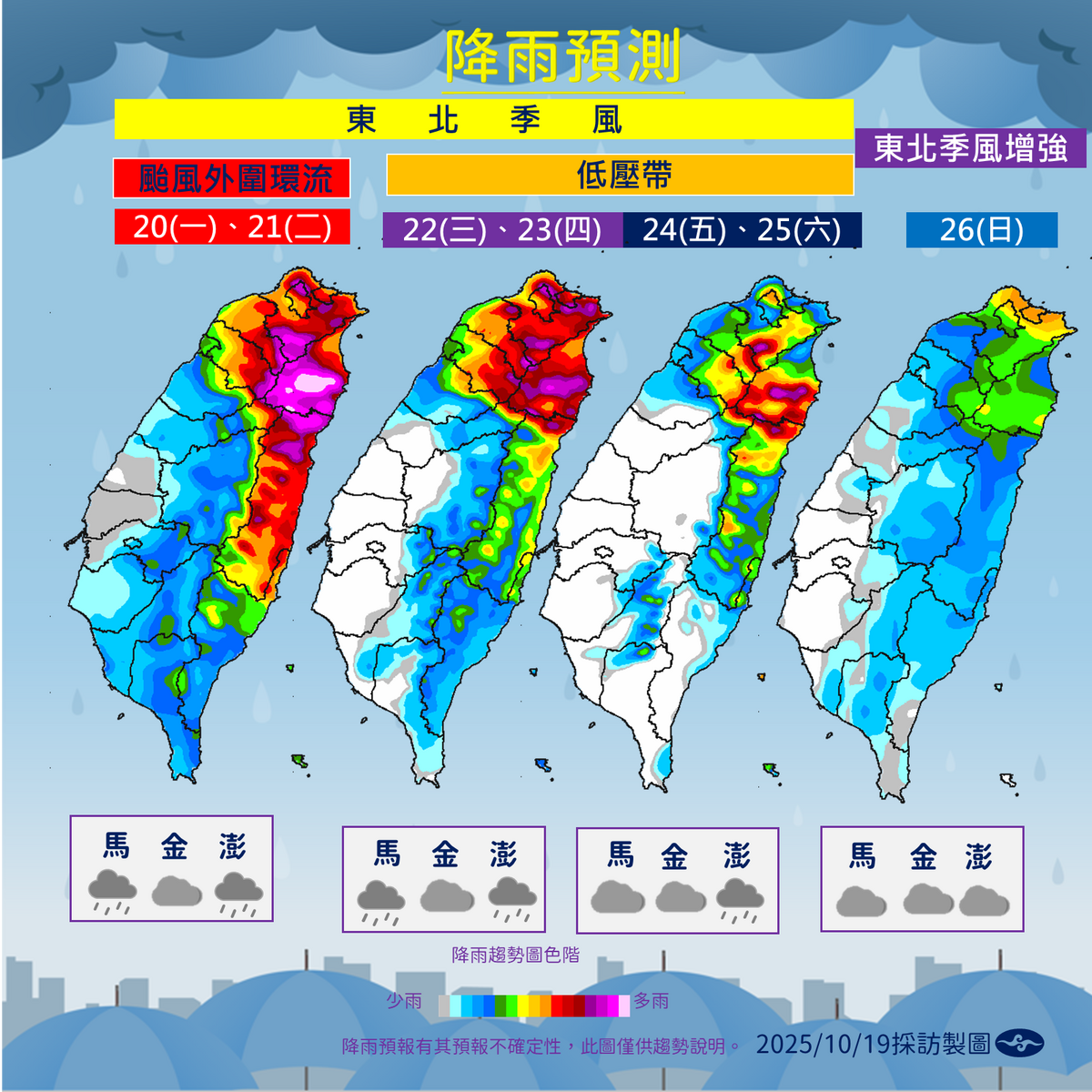 未來一週降雨趨勢。 圖：氣象署／提供