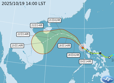 受東北季風、風神颱風外圍環流共伴效應影響，未來一週都是濕涼的天氣。 圖：取自氣象署