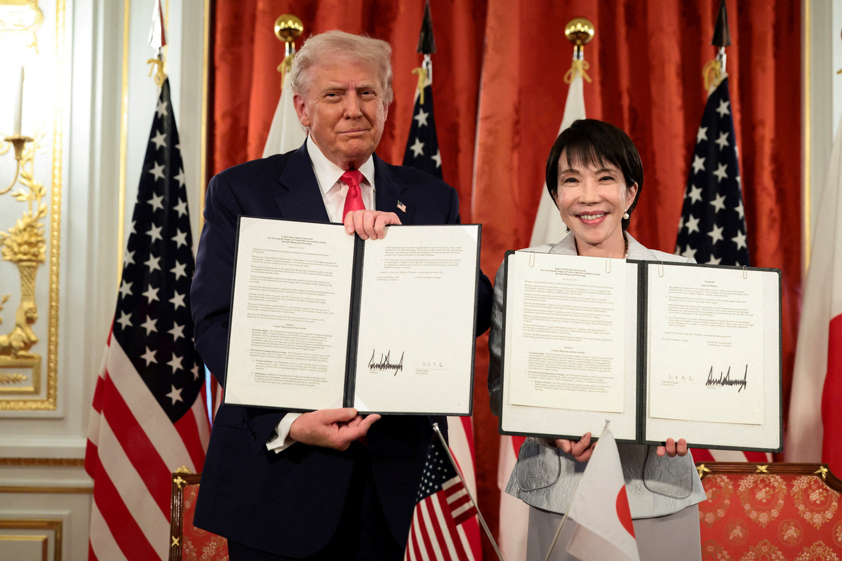 川普與高市早苗達成一系列關於能源、稀土、國防與關稅的協議。 圖：路透社／達志影像
