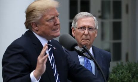 參院共和黨領袖米奇·麥康諾（Mitch McConnell）在投票前公開表示，他將支持終止川普關稅權限的決議案。 圖：翻攝自 X Republicans against Trump