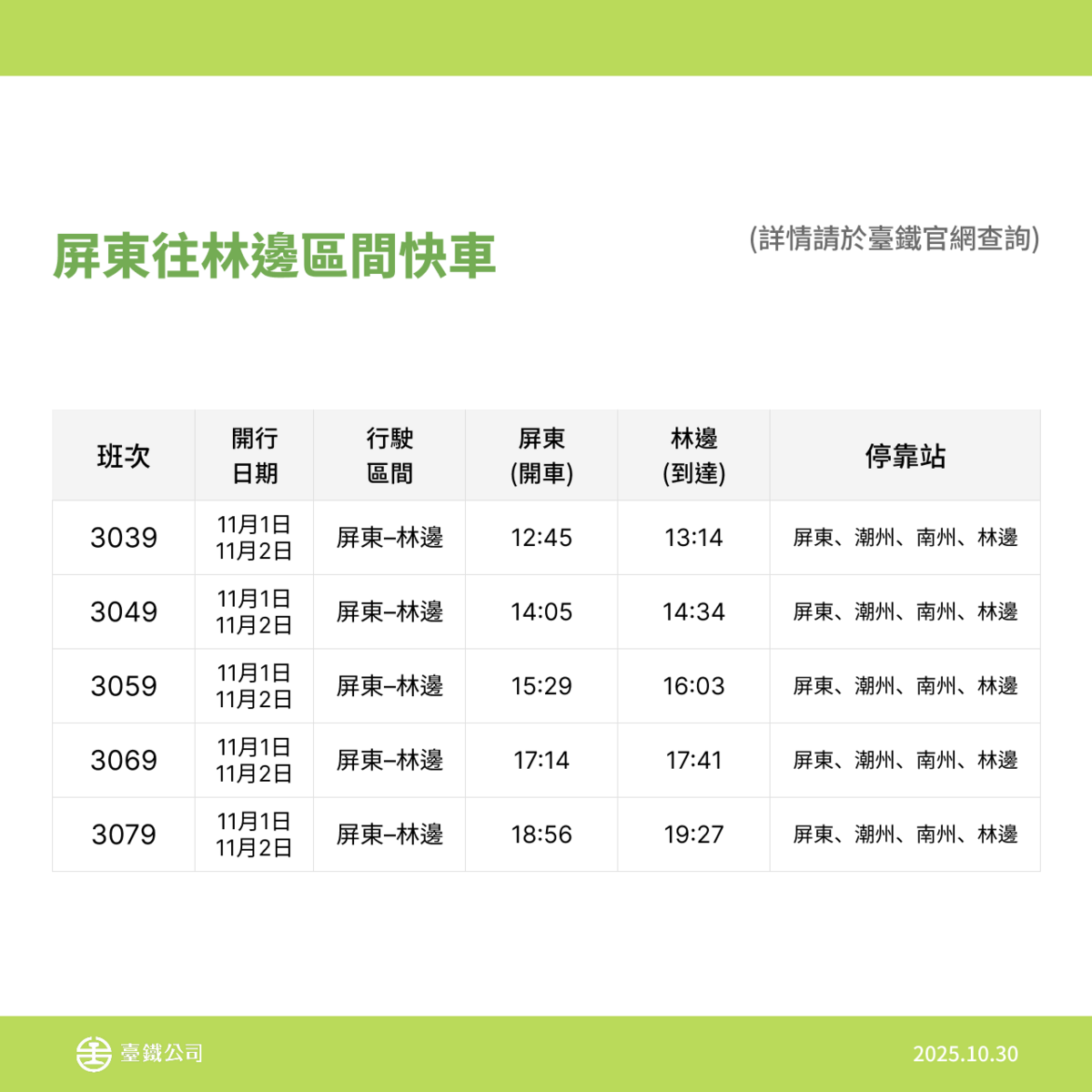 噹噹一族彩繪列車時刻表。 圖：台鐵／提供