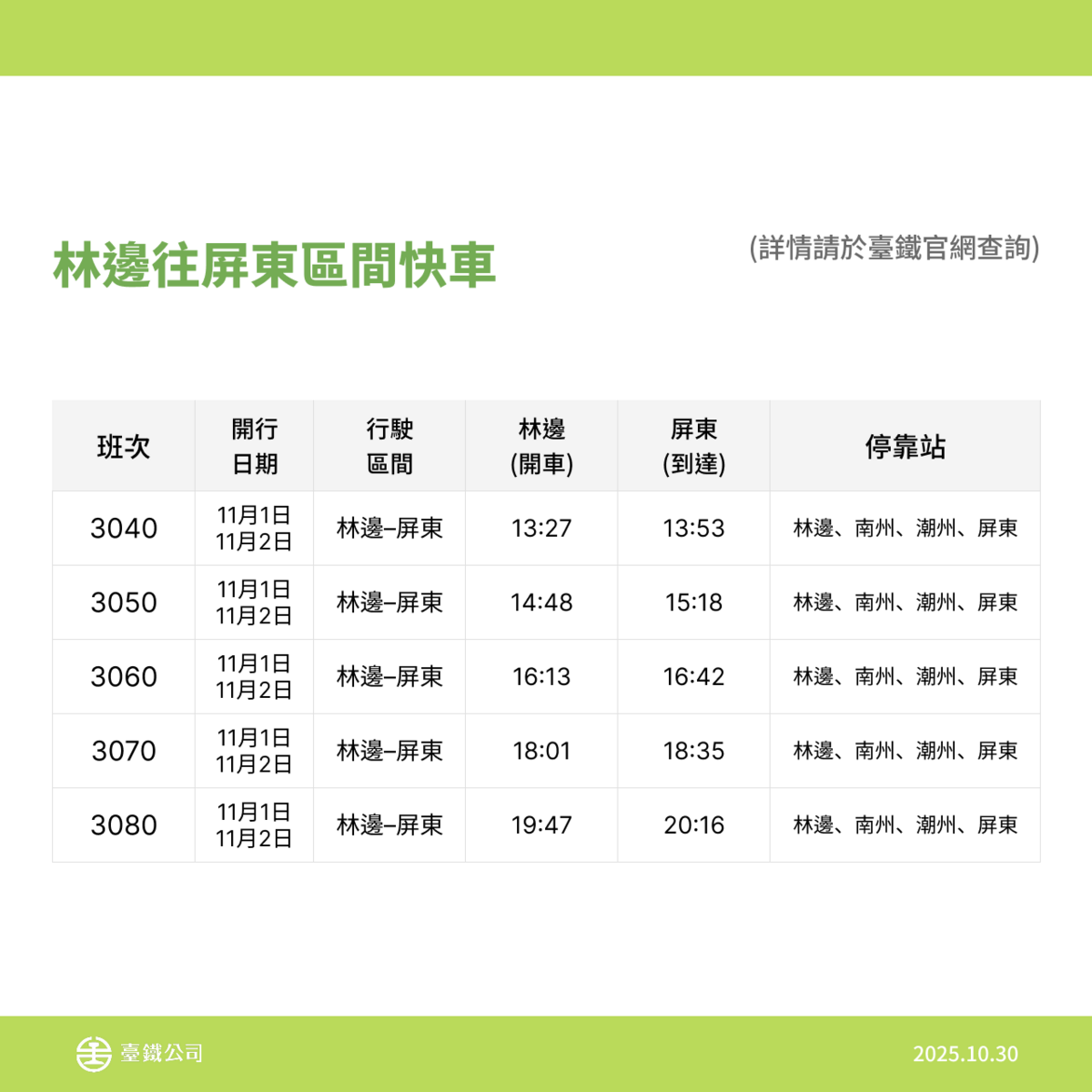 噹噹一族彩繪列車時刻表。 圖：台鐵／提供