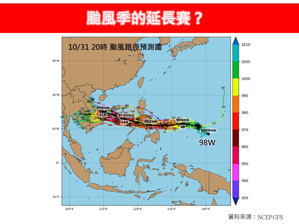 三大模式皆在11月11日前後捕捉到另一個潛在熱帶擾動生成訊號，可能向台灣接近。 圖/取自臉書粉專《林老師氣象站》