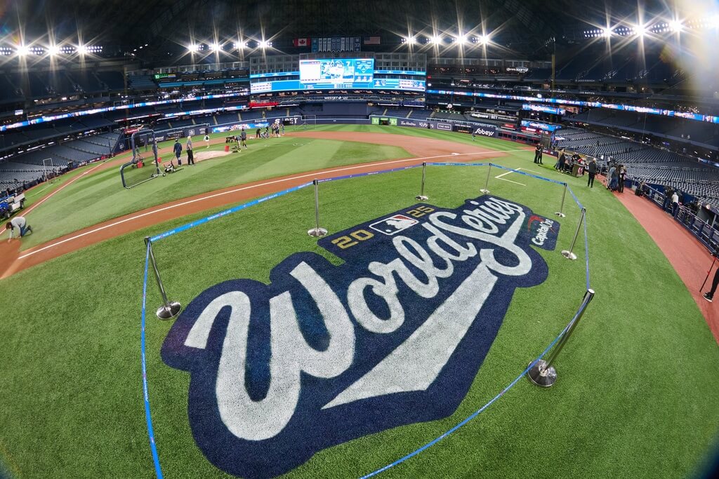 圖為世界大賽第6戰比賽場地，藍鳥隊主場Rogers Centre。（美聯社）