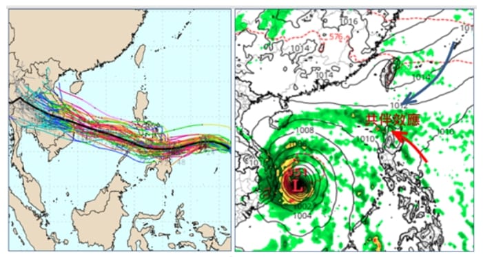 吳德榮指出，「海鷗」颱風將遠離台灣，通過菲律賓後朝越南方向移動；若出現共伴雨勢，也主要落在呂宋島一帶，非台灣本島。 圖/氣象應用推廣基金會「洩天機教室」專欄