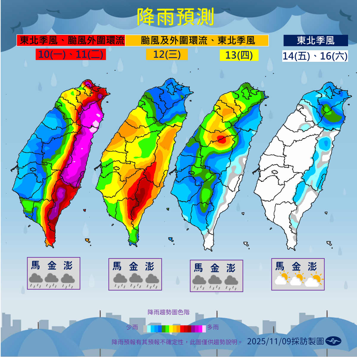 一週降雨趨勢。 圖：氣象署／提供