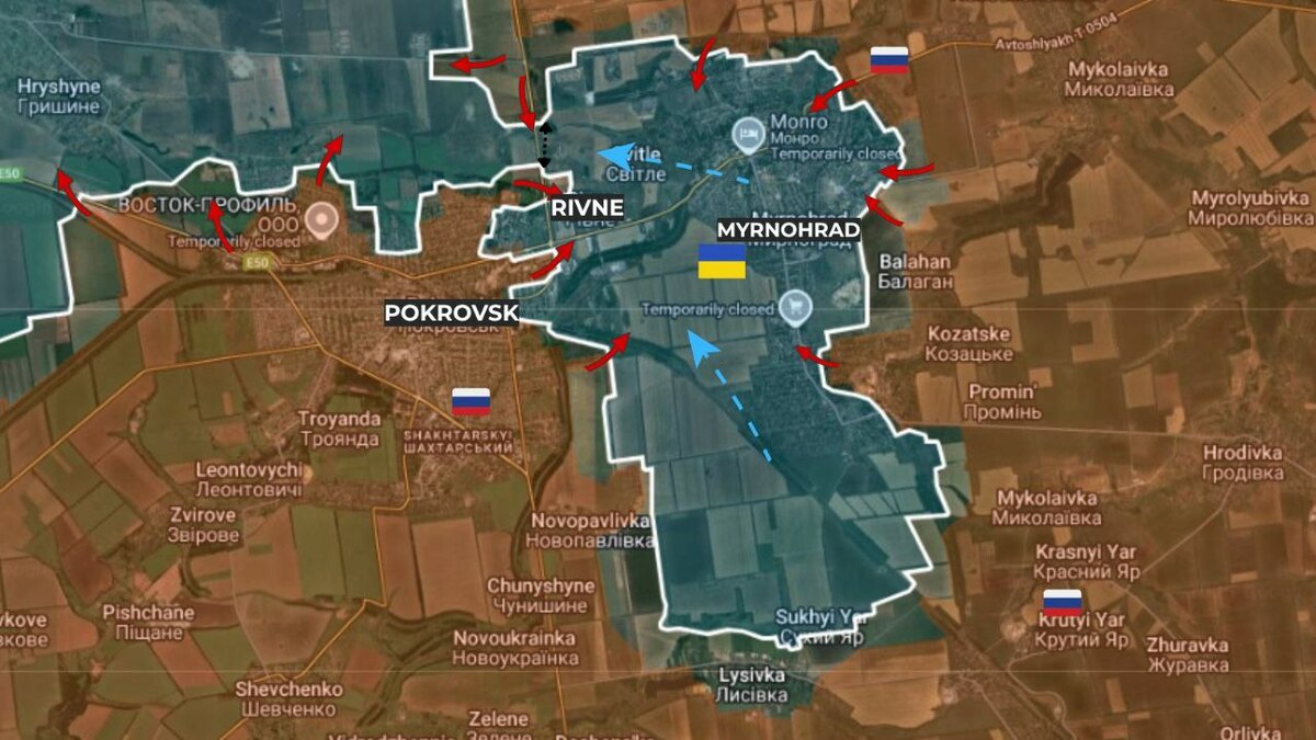 俄羅斯軍隊似乎即將攻下烏克蘭東部城市波克羅夫斯克（Pokrovsk），俄羅斯視為象徵性的重要勝利。。 圖：翻攝自@OlgaBazova
