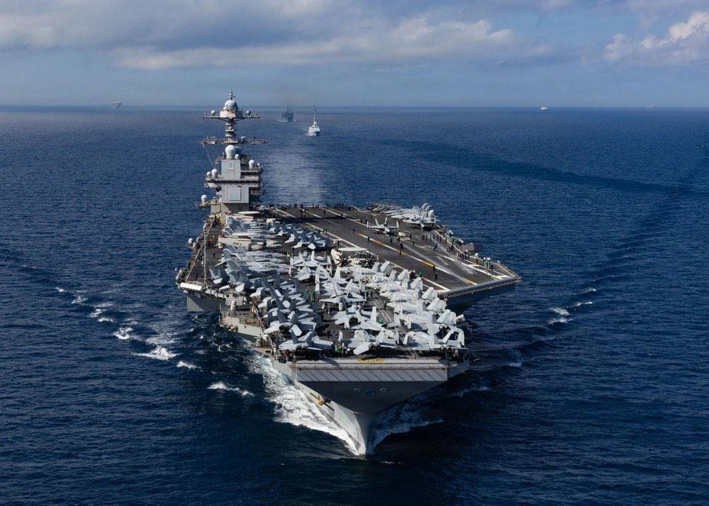 美國海軍航空母艦「傑拉爾德．R．福特」號（ USS Gerald R. Ford, CVN-78 ）。 圖：翻攝自Ｘ／@defense_civil25
