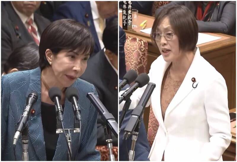 日本共產黨主席田村智子與高市早苗的答詢影片，在網上掀起討論。 圖：翻攝自 X