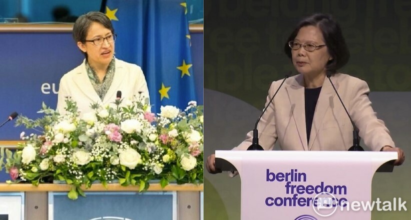 我國副總統蕭美琴以及前總統蔡英文近日先後訪歐，在國際舞台為台灣發聲，成為今年賴政府最亮眼外交成績。 圖：新頭殼合成照