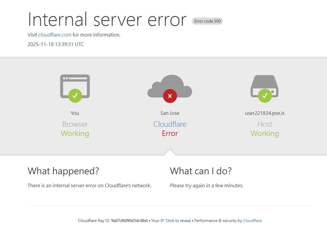 國際資安商 Cloudflare 突發服務異常，導致普發現金網站（10000.gov.tw）連線不穩、無法開啟。 圖：翻攝網路