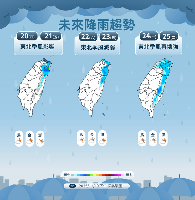 未來一週降雨趨勢。 圖：氣象署／提供