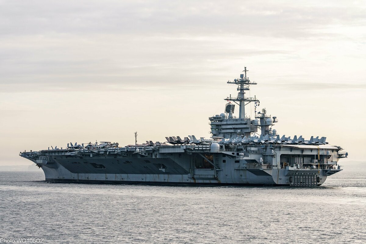 美國海軍航空母艦「華盛頓號（USS George Washington CVN-73）」。 圖：翻攝「X」@weiqi_xiulang