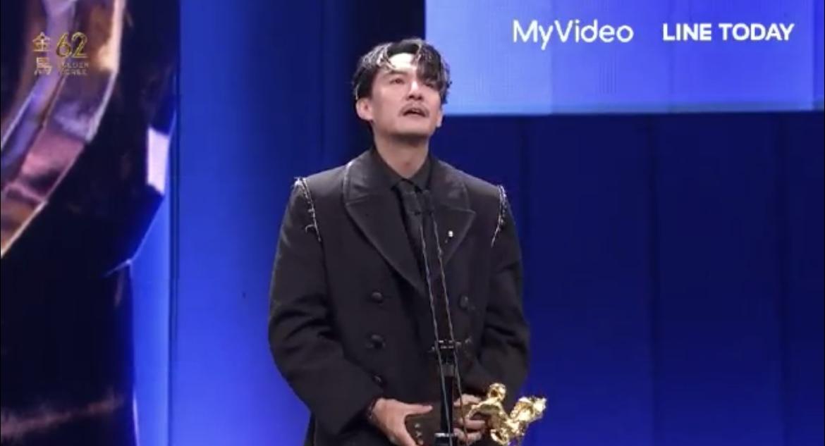 張震二度奪下最佳男主角，並發表得獎感言的段落，是整晚的收視高點。 圖：翻攝自Line Today