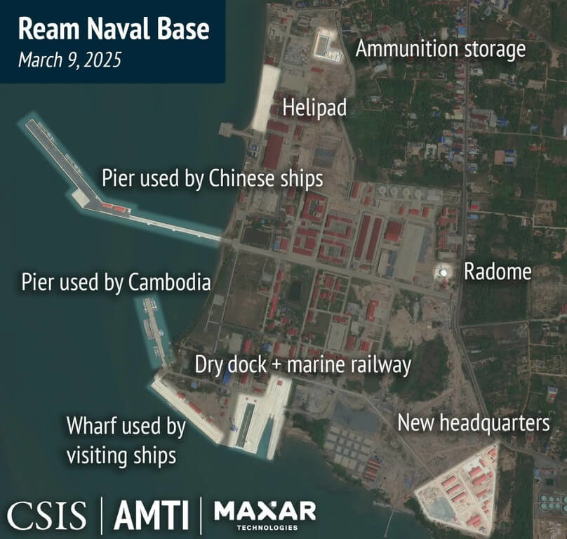 中國「一帶一路」在柬埔寨獲得回應，最新雲壤海軍基地與正興建的湄公河德崇扶南運河都有中國出資。柬國需外力協助基礎建設，中國則想增加南海影響力。學者指出，中國在不同水域導致的衝突，都有同一目標，即確保其霸權地位 圖：布蘭丁提供