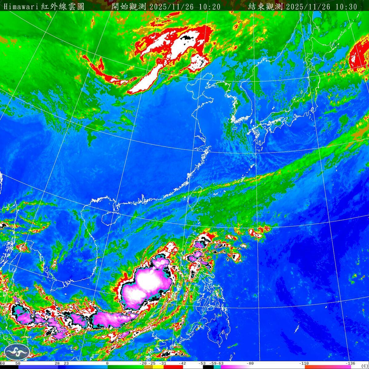 今(26)日東北季風稍微減弱，各地晴時多雲，但明(27)日會有另一東北季風增強，將會明顯降溫。 圖：取自氣象署