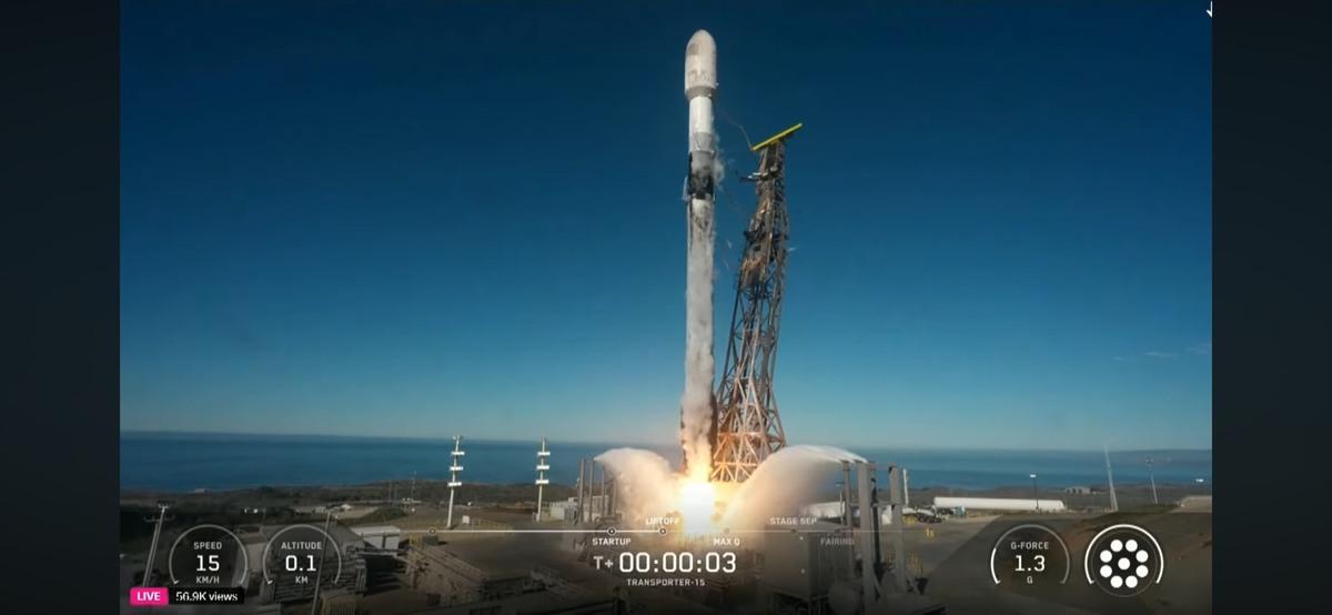 福衛八號第一顆衛星「齊柏林衛星」29日升空。 圖/國家太空中心直播