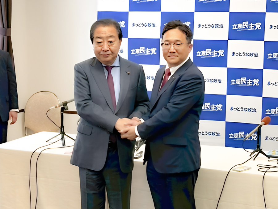 立憲民主黨黨魁野田佳彥（左） 圖：翻攝自野田佳彥的Ｘ