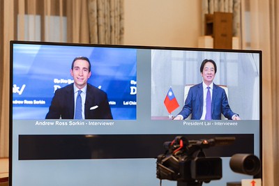 賴清德以視訊方式接受《紐約時報》專訪 圖：總統府／提供