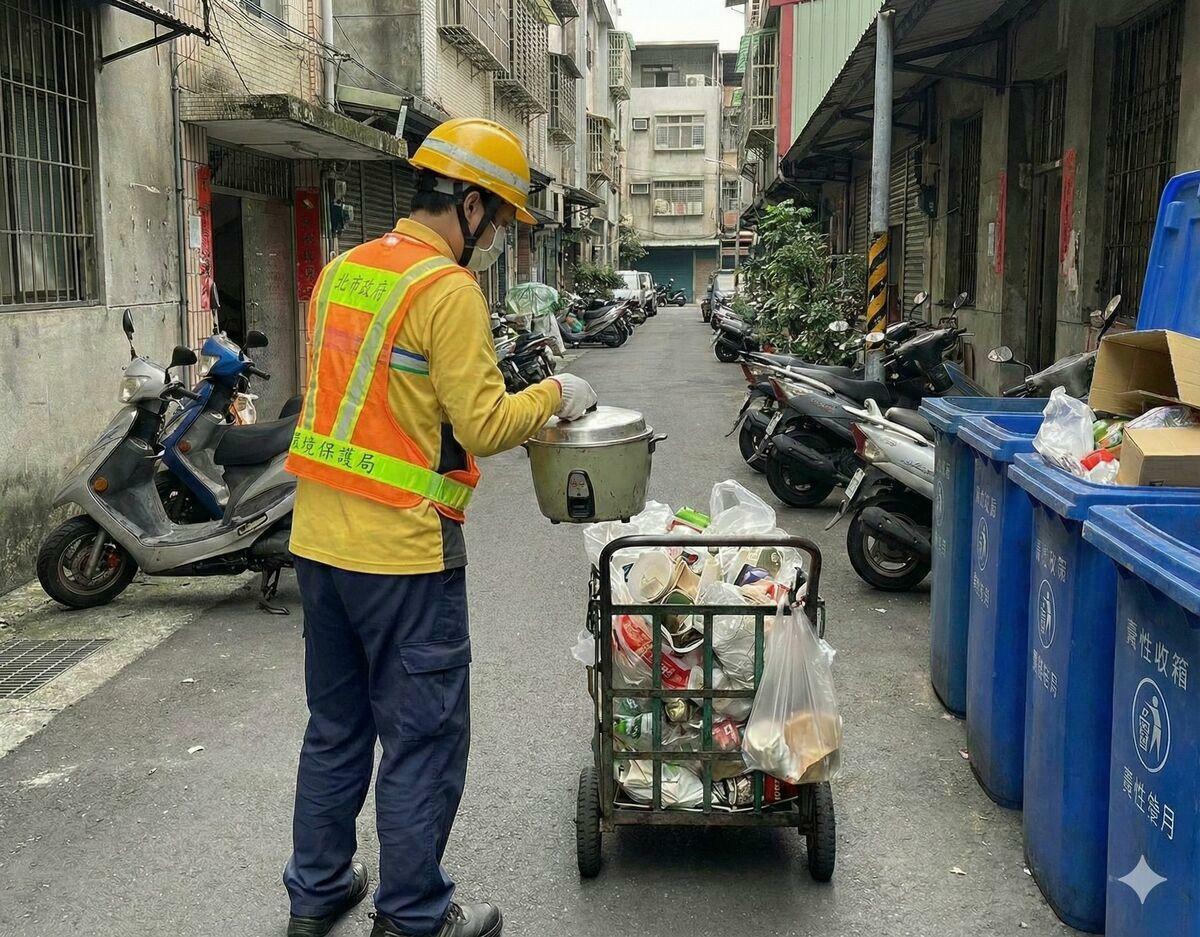 台北市清潔隊員好心將堪用電鍋贈送給拾荒老婦，士林地院一審判決引爆討論。 立法院今初審通過《貪污治罪條例》第12條修正草案「貪污金額在5萬以下者減輕或免除其刑」。（圖為情境示意) 圖：Gemini 生成／ 曾郡秋 製