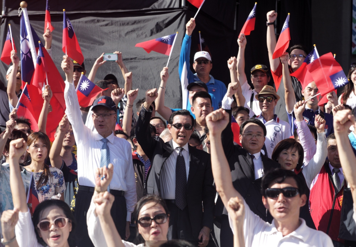 國民黨幾位政治名人包括前總統馬英九在內，出席國慶大會活動。 圖：張良一/攝