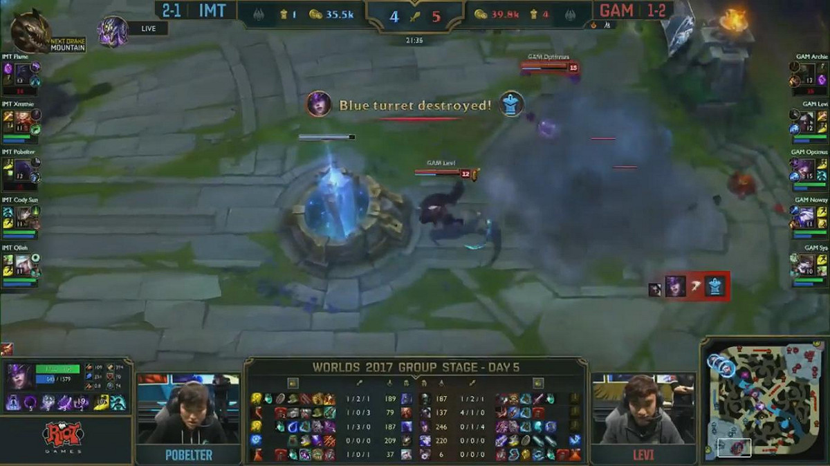 IMT選擇GANK上路，反而丟了自家下路兵營。 圖：翻攝自 LoL Esports YouTube