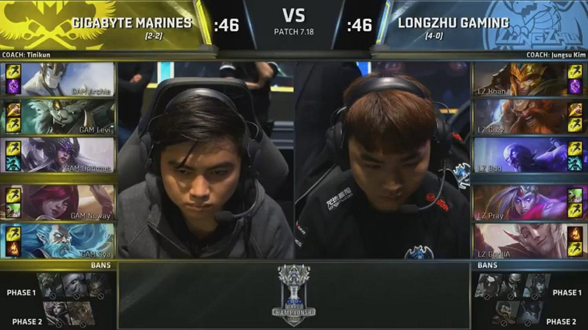 GAM和LZ雙方選角。 圖：翻攝自 LoL Esports YouTube