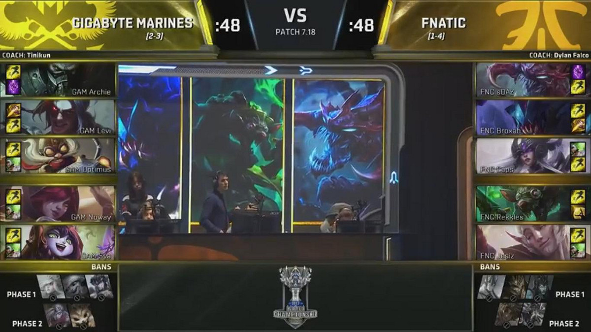 雙方選角。 圖：翻攝自 LoL Esports YouTube